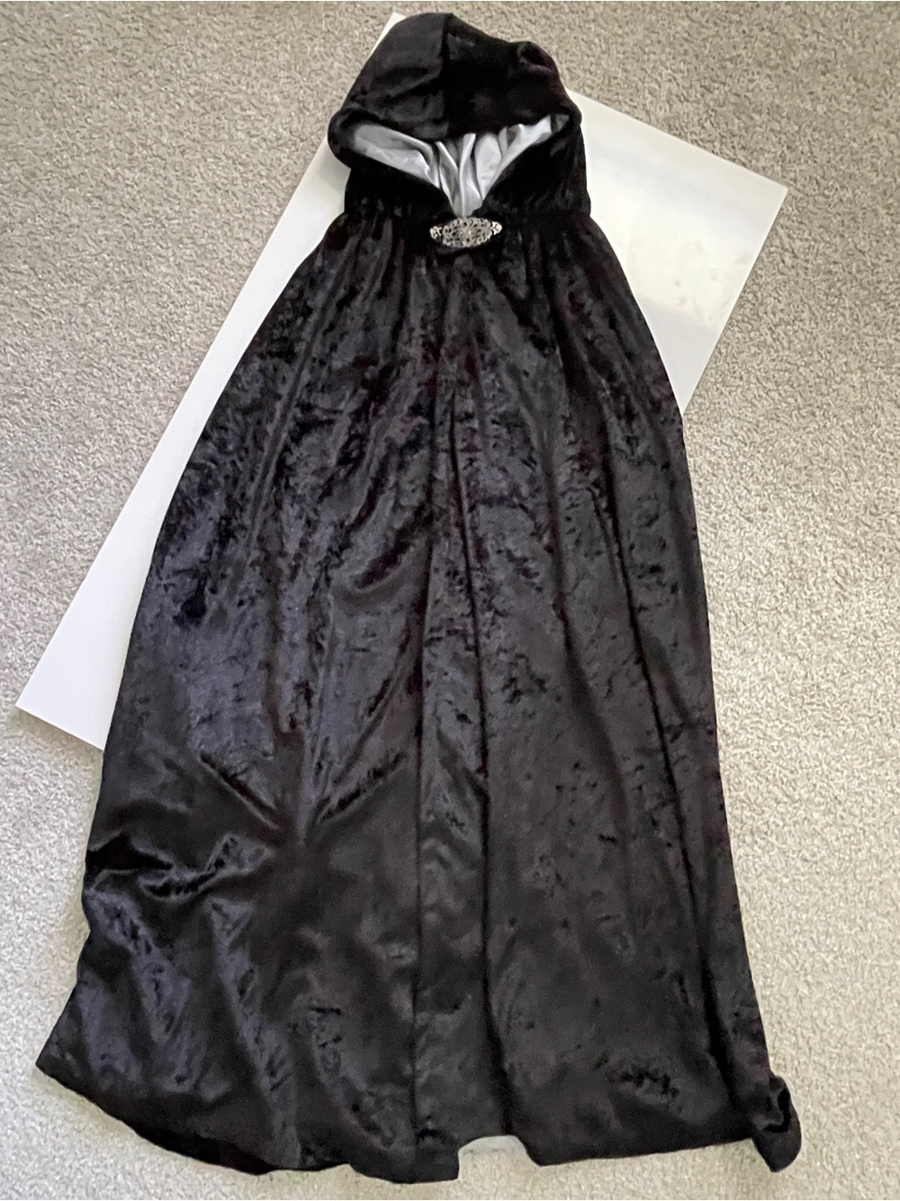 Unisex Black Hooded Velvet Cape